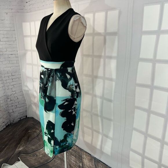 Closet Women's Sleeveless Black Top Wrap Skirt Scuba Feel Pencil Dress Size 6 - Picture 4 of 11